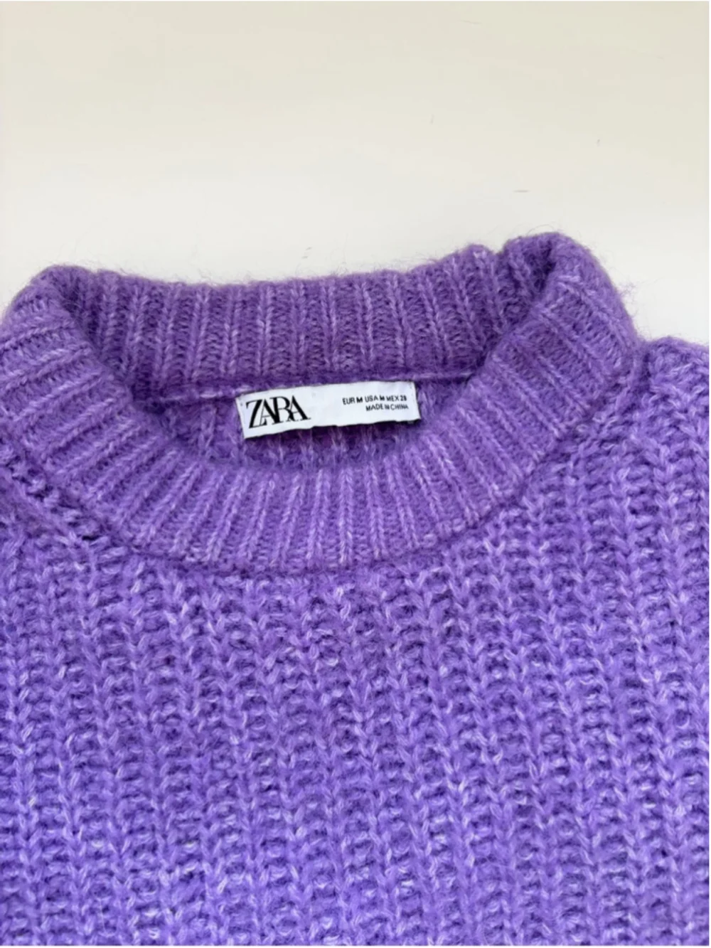 Zara Cozy Wool Blend Purple Lavender Crewneck Sweater Size M - Picture 5 of 10